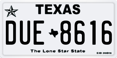 TX license plate DUE8616