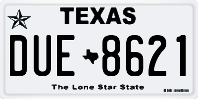 TX license plate DUE8621