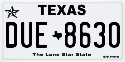 TX license plate DUE8630