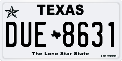 TX license plate DUE8631