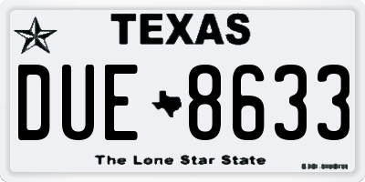 TX license plate DUE8633