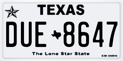 TX license plate DUE8647