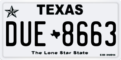 TX license plate DUE8663