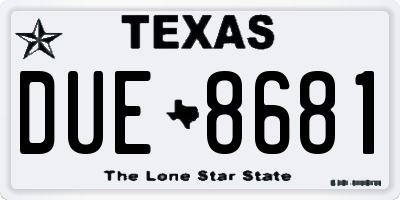 TX license plate DUE8681