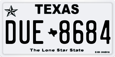 TX license plate DUE8684