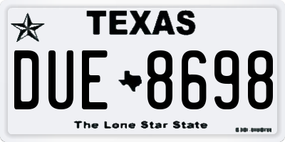 TX license plate DUE8698