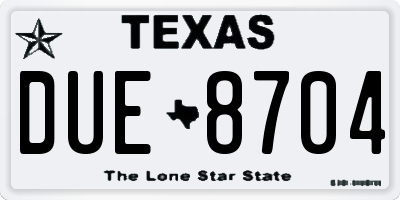 TX license plate DUE8704