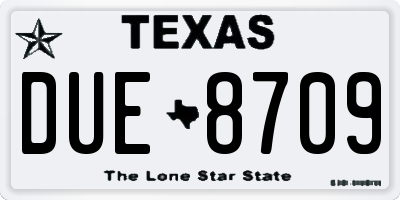 TX license plate DUE8709