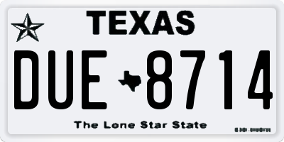 TX license plate DUE8714