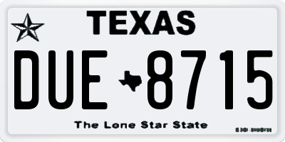 TX license plate DUE8715