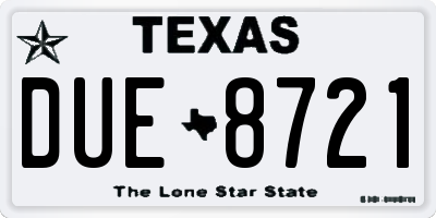 TX license plate DUE8721