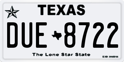 TX license plate DUE8722