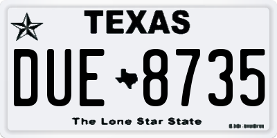 TX license plate DUE8735