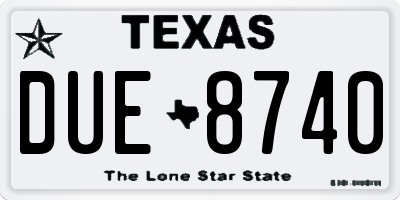 TX license plate DUE8740