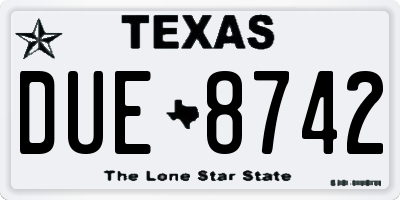 TX license plate DUE8742