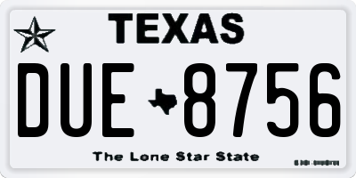 TX license plate DUE8756