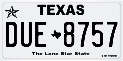 TX license plate DUE8757