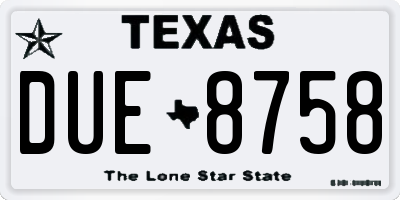 TX license plate DUE8758