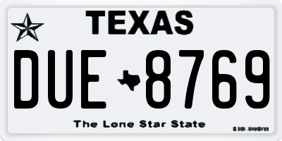 TX license plate DUE8769