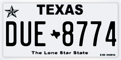 TX license plate DUE8774