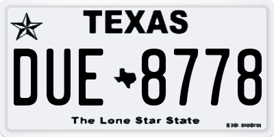 TX license plate DUE8778
