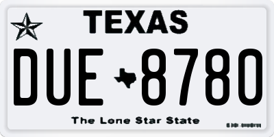 TX license plate DUE8780