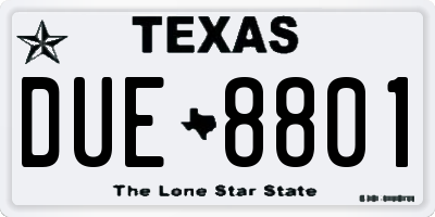 TX license plate DUE8801