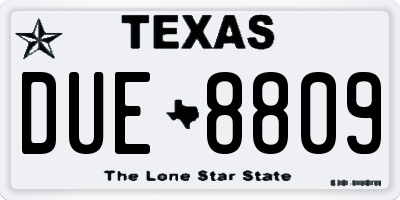 TX license plate DUE8809