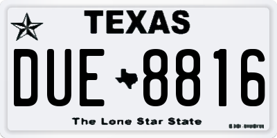 TX license plate DUE8816