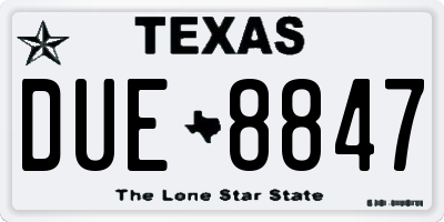 TX license plate DUE8847