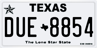 TX license plate DUE8854