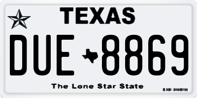TX license plate DUE8869