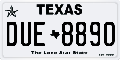 TX license plate DUE8890