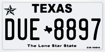 TX license plate DUE8897