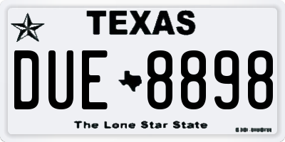 TX license plate DUE8898