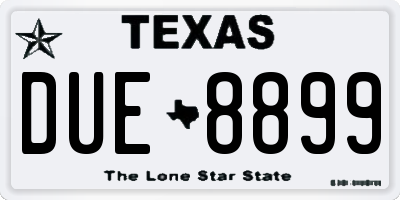 TX license plate DUE8899