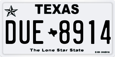 TX license plate DUE8914