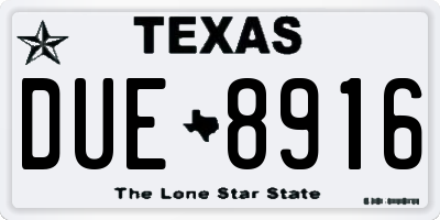 TX license plate DUE8916