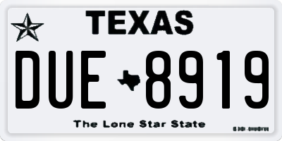 TX license plate DUE8919