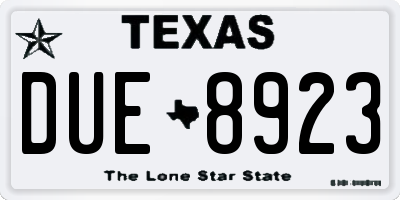 TX license plate DUE8923