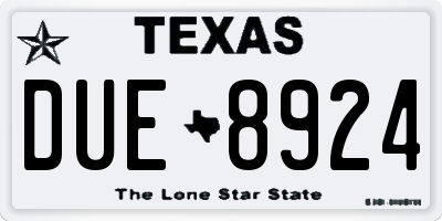 TX license plate DUE8924