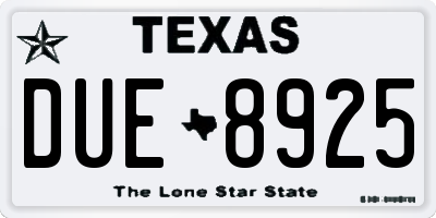 TX license plate DUE8925