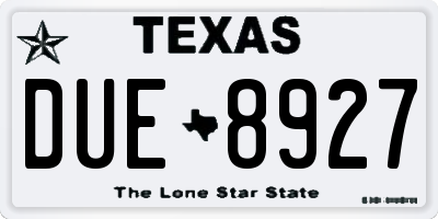 TX license plate DUE8927