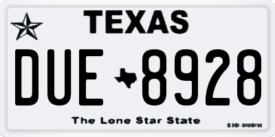 TX license plate DUE8928