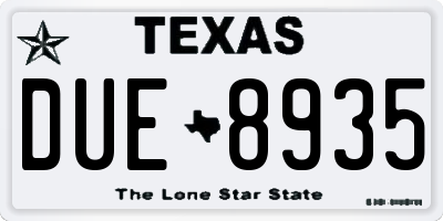 TX license plate DUE8935