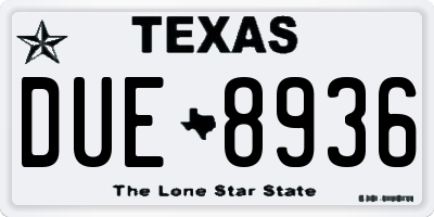 TX license plate DUE8936