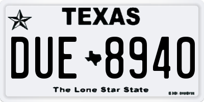 TX license plate DUE8940