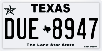 TX license plate DUE8947