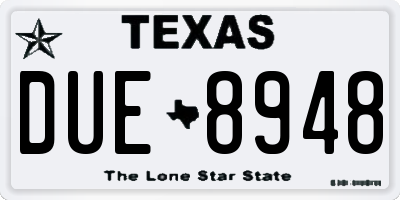 TX license plate DUE8948