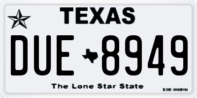 TX license plate DUE8949
